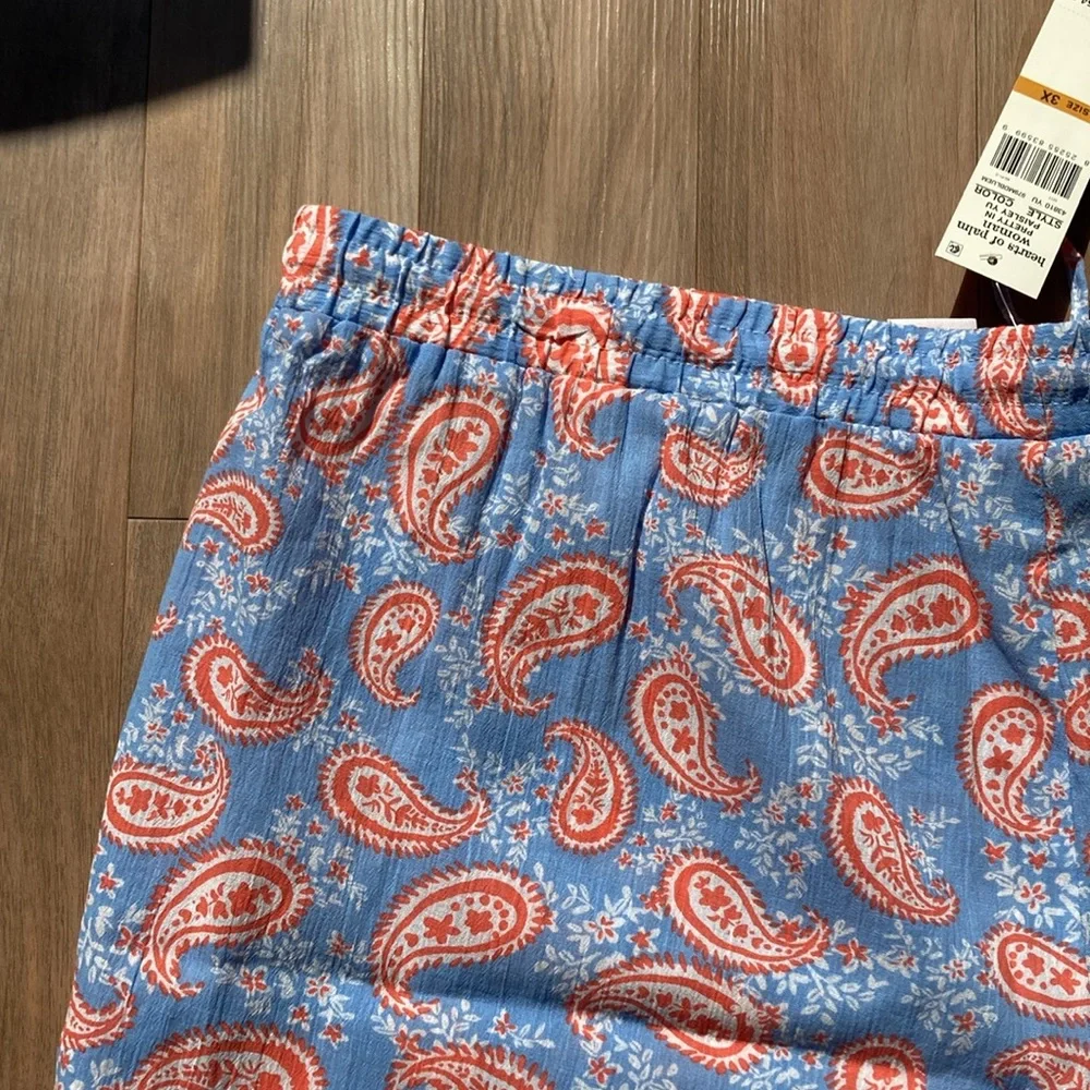 Hearts of Palm short paisley floral print pull on short cotton casual boho 3X